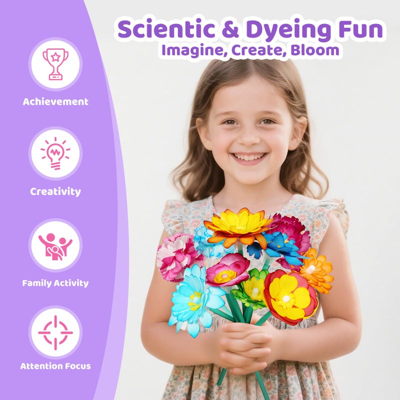 ROOCHKD Paper Flower Science Kit, Color Changing Flowers DIY Experiments and Crafts for Kids, Handmade Flower Bouquets Crafting, Birthday Party Favors Easter Gifts for Ages 6 7 8 9 10 Girls & Boys - Image 2