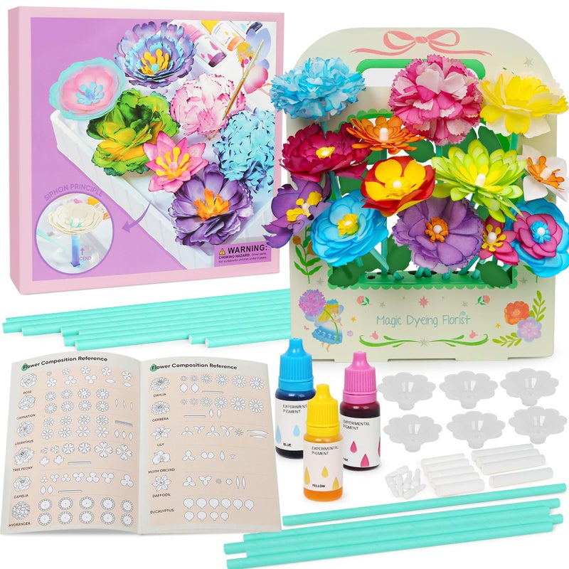ROOCHKD Paper Flower Science Kit, Color Changing Flowers DIY Experiments and Crafts for Kids, Handmade Flower Bouquets Crafting, Birthday Party Favors Easter Gifts for Ages 6 7 8 9 10 Girls & Boys - Image 1