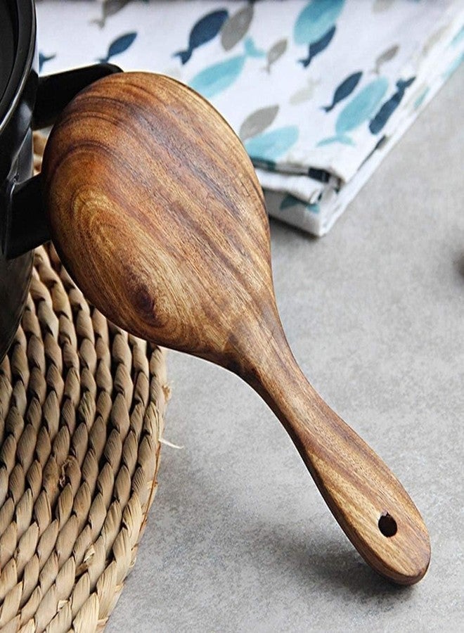 Kryoflare Natural Wooden Rice Spoon,Natural Wood Non-stick Rice Scooper Non-stick Wooden Serving Spoon for Sticky Rice Sushi Potato Salad, Kitchen Utensil(7 inch) - Image 2