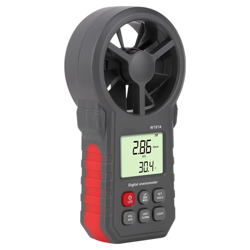 WT87A High Precision Handheld Anemometer Digital Wind Speed Meter With Max Min Avg Readings Backlit LCD Screen Multi Unit Display For Wind Temperature Measurement For Outdoor Use - Image 2