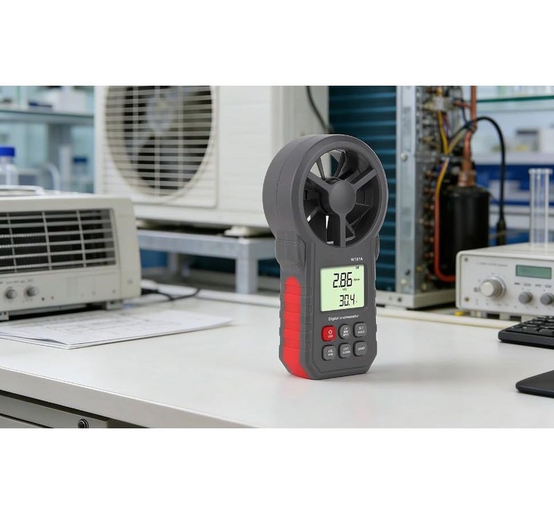 WT87A High Precision Handheld Anemometer Digital Wind Speed Meter With Max Min Avg Readings Backlit LCD Screen Multi Unit Display For Wind Temperature Measurement For Outdoor Use - Image 4