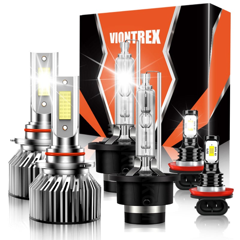 VIONTREX High Low Beam Fog Light Bulbs Combo Pack Fit for Acura MDX 2007 2008 2009 2010 2011 2012 2013 Driving Light Plug and Play,6500K White Car Lamp Bulb Kit,IP68 Pack of 6 - Image 1