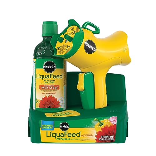 Miracle-Gro LiquaFeed All Purpose Plant Food Advance Starter Kit, For Flowers, Vegetables, Trees and Shrubs, One 16 oz. Plant Food and One Feeder - Image 1