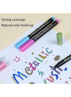 X spring Metallic Brush Marker Pens 10 Colors Safe And Non Toxic Metallic Sharpie Markers Metallic Pens Art Markers For Calligraphy Brush Lettering Black Paper Rock Painting Card Making  - Image 2