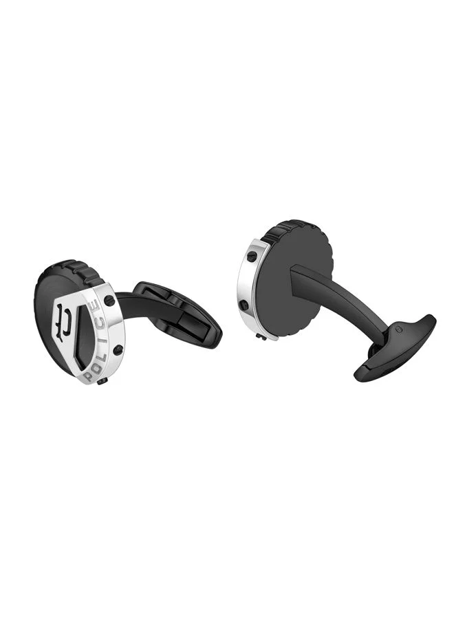 POLICE Megalithic Cufflinks For Men Grey with Stainless Steel Logo
