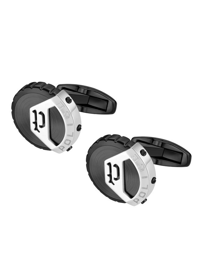 POLICE - Megalithic Cufflink For Men Grey With Stainless Steel LogoPEAGC0004401 - Image 1