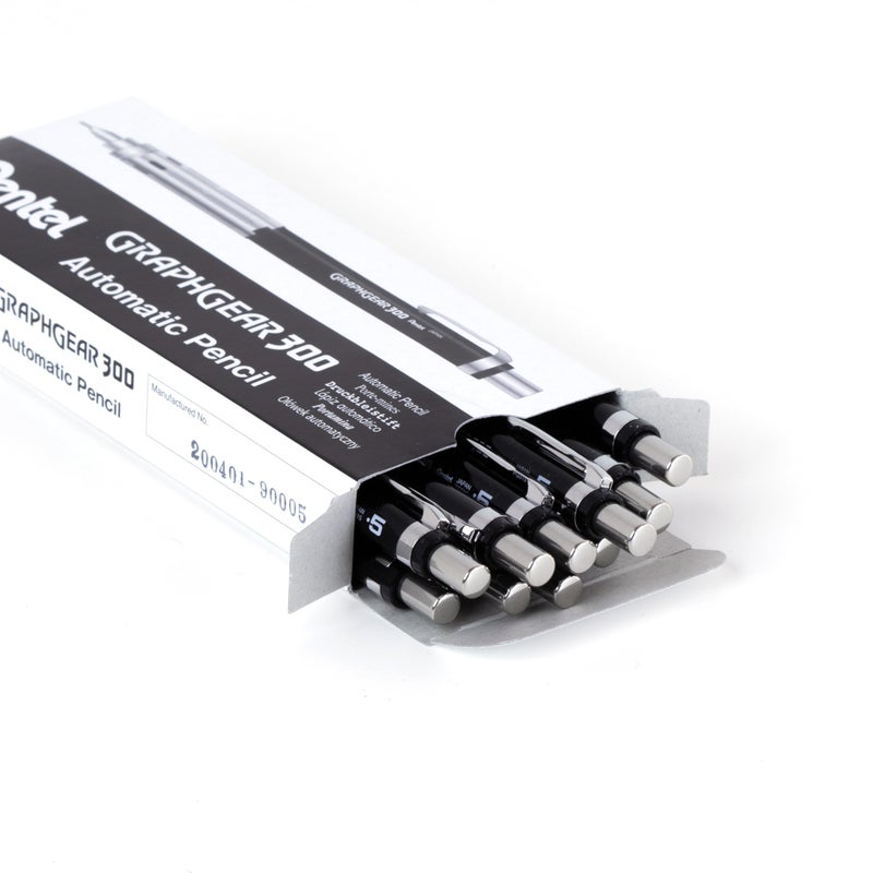 Pentel GraphGear 300 Mechanical Pencil, Box of 12 Pencils, black (0.5mm) - Image 2