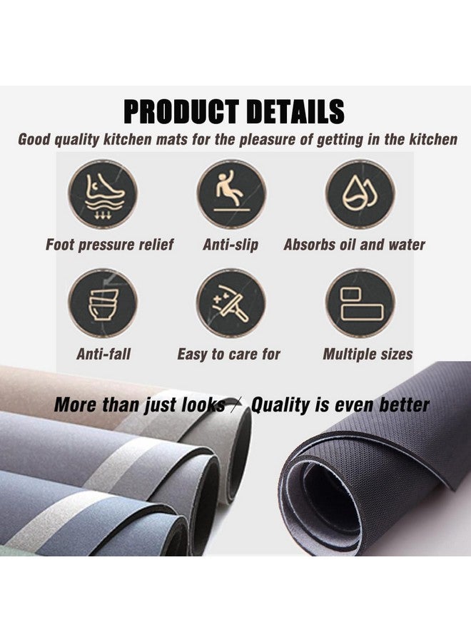 Calyrex 2 Pcs Kitchen Rugs Set Washable Kitchen Mats for Floor, Home, Sink, Bathroom Non Slip Cushioned Farmhouse Kitchen Rug Runner Standing Mat (Line-120 * 40 cm, 40 * 60 cm) (M-1) - Image 2