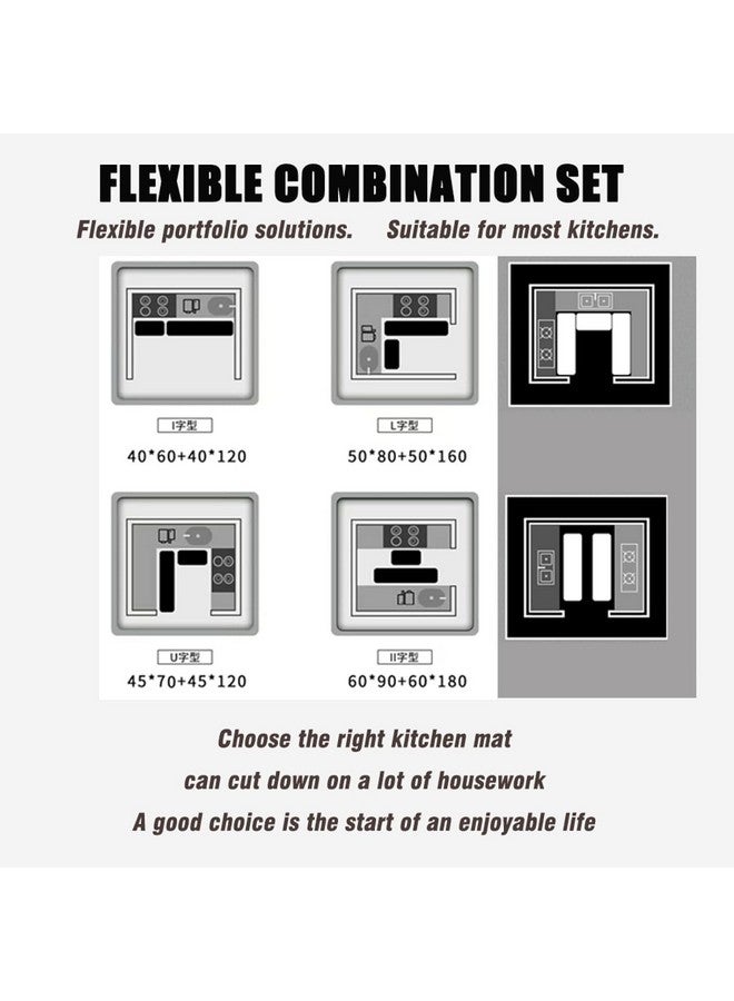 Calyrex 2 Pcs Kitchen Rugs Set Washable Kitchen Mats for Floor, Home, Sink, Bathroom Non Slip Cushioned Farmhouse Kitchen Rug Runner Standing Mat (Line-120 * 40 cm, 40 * 60 cm) (M-1) - Image 4