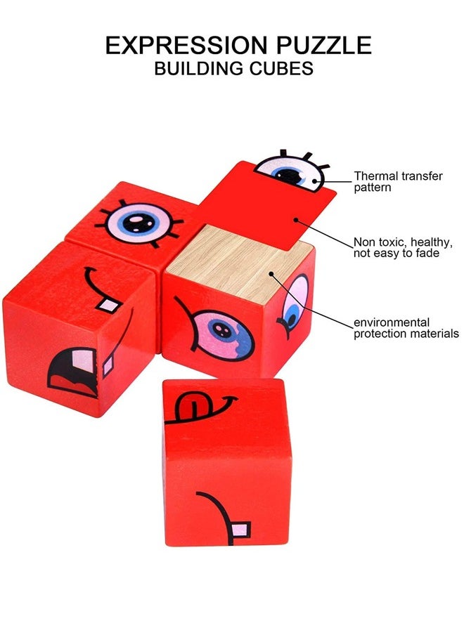 BAYBEE Wooden Expression Building Block 3D Puzzle Kids Toys Wooden Toy Face Matching Block Games Learning Educational Baby Toys 3D Puzzle Blocks For Kids 3+Years Boys Girls  - Image 4