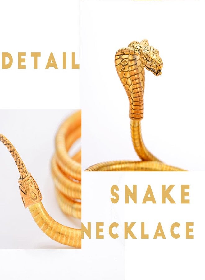 Blindery Punk Snake Necklace Bendable Choker Costume Animal Snake Necklace Medusa Snake Bracelet for Halloween and Nightclub (gold2) - Image 3