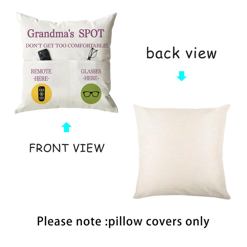 ONFAON Grandma Gifts  Grandma's Spot Throw Pillow Covers 18x18 Inch Birthday Christmas hanksgiving Day Gifts for Grandma Mom 2-Pocket - Image 4