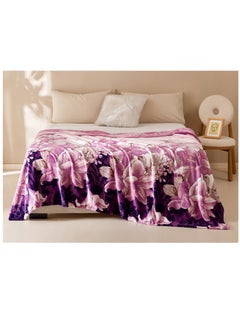 RISHAHOME Light weight Extra Soft Floral design Single Size Solid Flannel Fleece Throw Blanket all season Blanket 150x200cm 100% Polyester-Multicolor  - Image 1