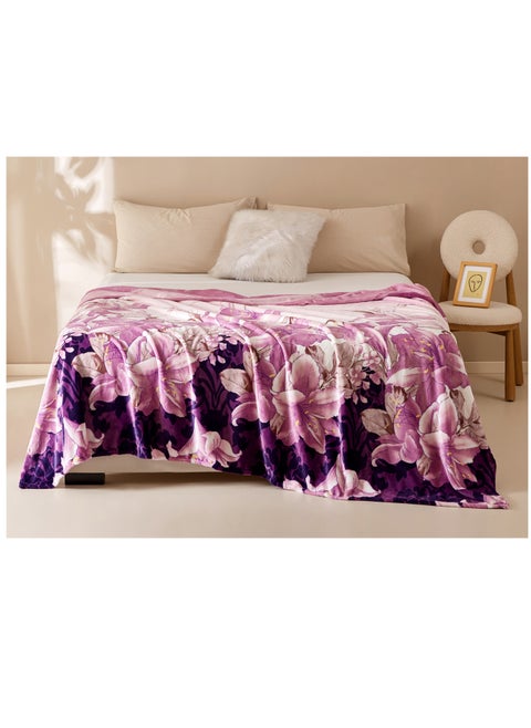 Light weight Extra Soft Floral design Single Size Solid Flannel Fleece Throw Blanket all season Blanket 150x200cm 100% Polyester-Multicolor
