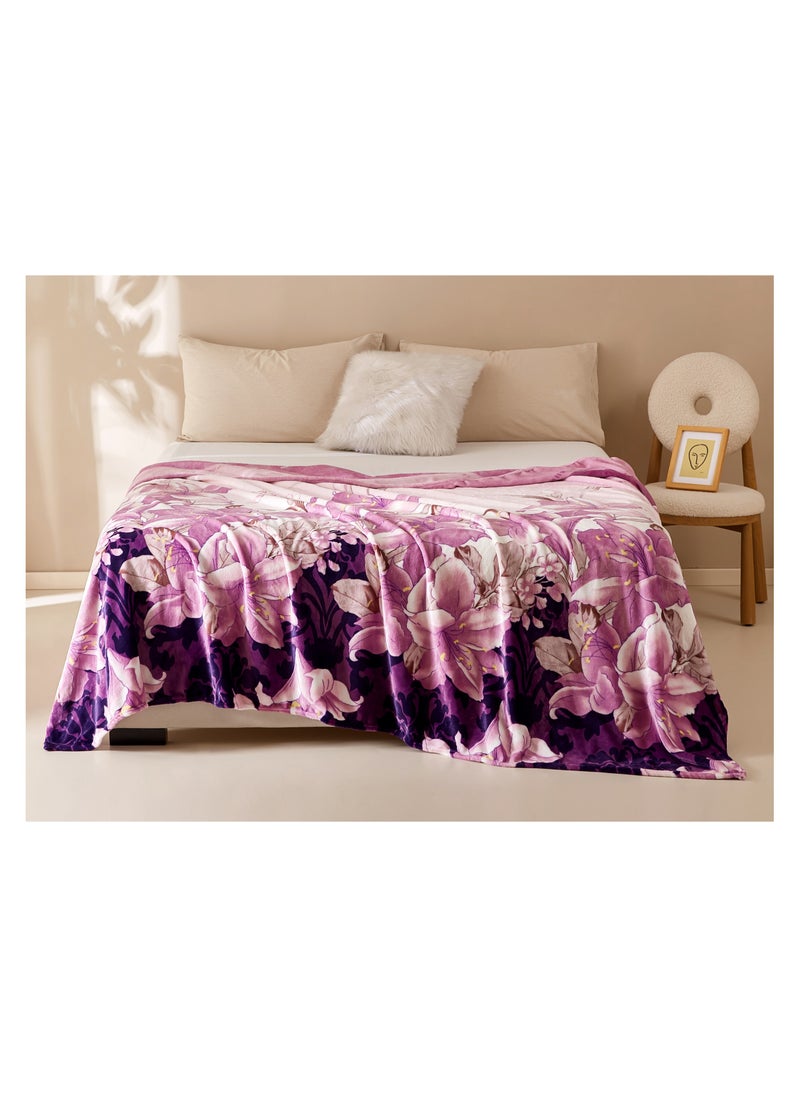 RISHAHOME - Light weight Extra Soft Floral design Single Size Solid Flannel Fleece Throw Blanket all season Blanket 150x200cm 100% Polyester-Multicolor - Image 1