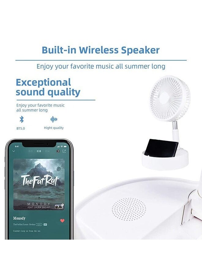 ZOLELE - Storable Foldable Fan With Wireless Speaker Type-C Fast Charging Remote Control 180 Angle Adjustment 7200Mah Capacity | P10S | - Image 1