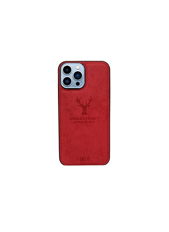 Generic - Luxury Soft Touch Digital Design Temperature-Resistant Polyurethane Full Protective Cover with Fabric Pattern for iPhone 13 Pro, Dirt-Resistant, Anti-Shock, Anti-Fingerprint (Red) - Image 1