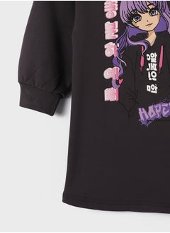 LC WAIKIKI Crew Neck Printed Long Sleeve Girl Dress  - Image 4