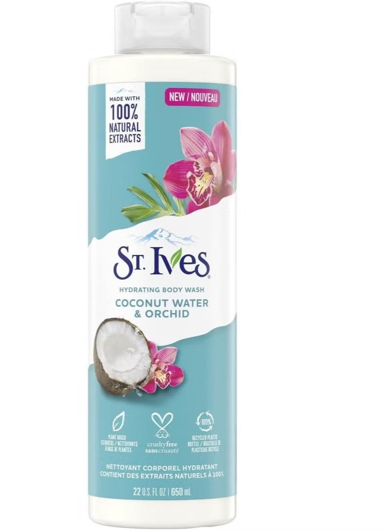 سانت آيفز غسول مرطب للجسم بماء جوز الهند وماء الأوركيد من سانت آيفز ناتشورال 100%، 22 أونصة، من ستيفز 650 مل - Image 1