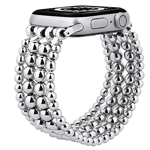 MOFREE Band Compatible with Apple Watch 38mm 40mm 41mm Beaded Bracelet Women, Fashion Handmade Elastic Stretch Strap for iWatch Series 9/87/SE/6/5/4/3/2/1 Bands - Image 1