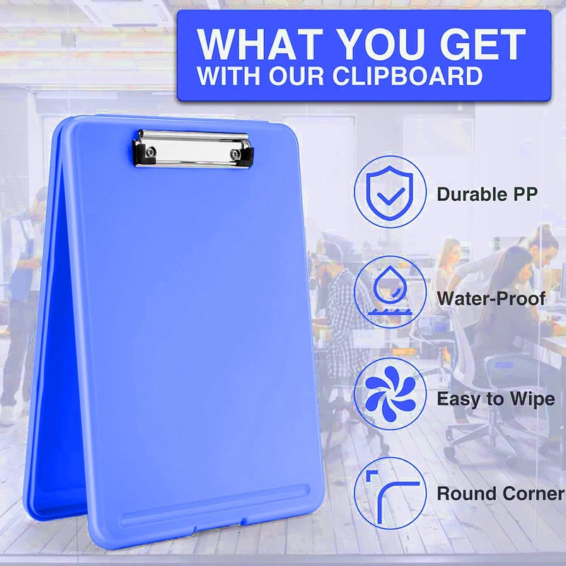 PRANIJ Versatile Foldable Plastic Clipboard with Built-in Storage and Pen Holder - Ideal for School, Office, Travel - Perfect for Students, Teachers, Doctors, Nurses, Professionals (Dark Blue) - Image 3