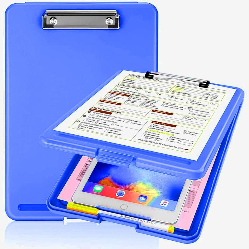 PRANIJ Versatile Foldable Plastic Clipboard with Built-in Storage and Pen Holder - Ideal for School, Office, Travel - Perfect for Students, Teachers, Doctors, Nurses, Professionals (Dark Blue) - Image 1