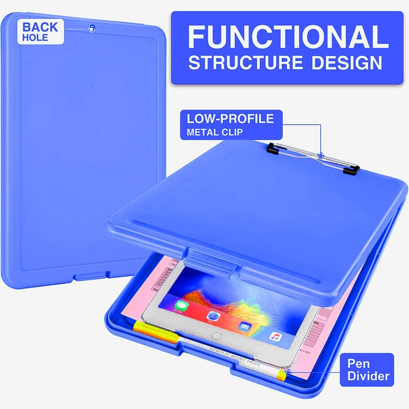PRANIJ Versatile Foldable Plastic Clipboard with Built-in Storage and Pen Holder - Ideal for School, Office, Travel - Perfect for Students, Teachers, Doctors, Nurses, Professionals (Dark Blue) - Image 5