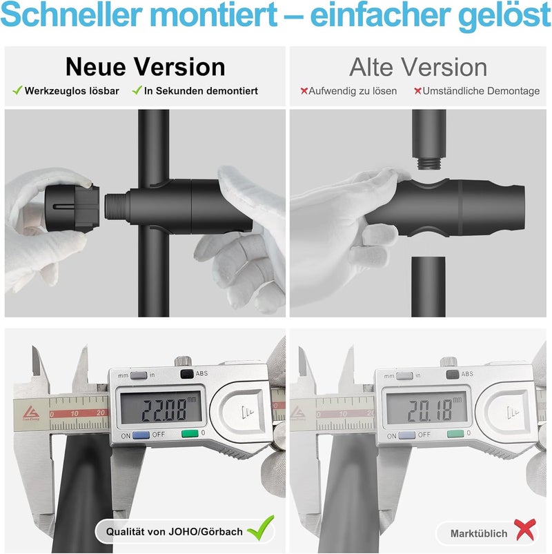 User friendly optimized build Görbach Rail Shower Kit, Shower System with Hand Shower, Shower Rod, Hand Shower Hose, Shower Rod Set 70cm (D12, Black) Safe material - Image 3