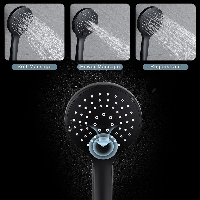 User friendly optimized build Görbach Rail Shower Kit, Shower System with Hand Shower, Shower Rod, Hand Shower Hose, Shower Rod Set 70cm (D12, Black) Safe material - Image 2