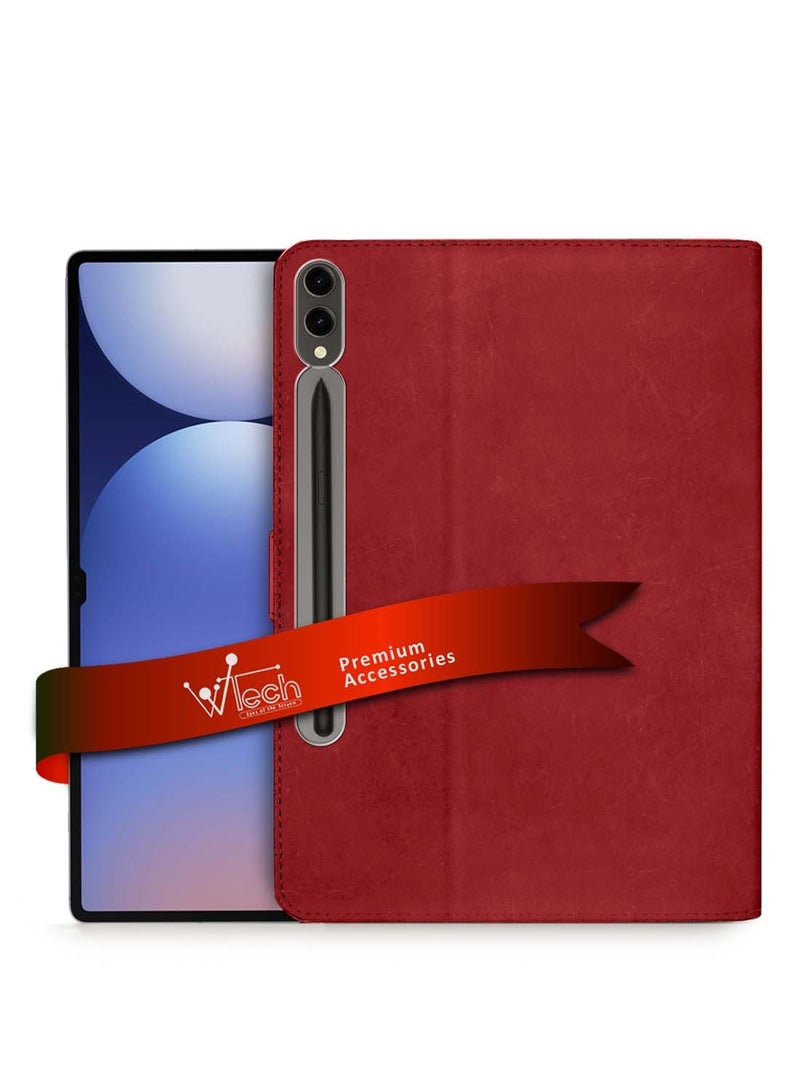Wtech Samsung Galaxy Tab S10+ / S10 Plus 5G 2024 (12.4 inch) X820 X826B WTech PU Leather Magnetic Closure Flip Case Cover - Red - Image 1