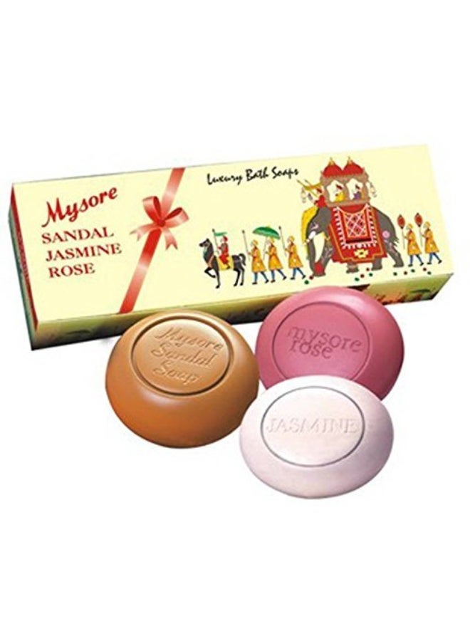 Mysore Sandal Soap Jasmin Rose 3 In 1 Gift pack (450 g) - Image 1
