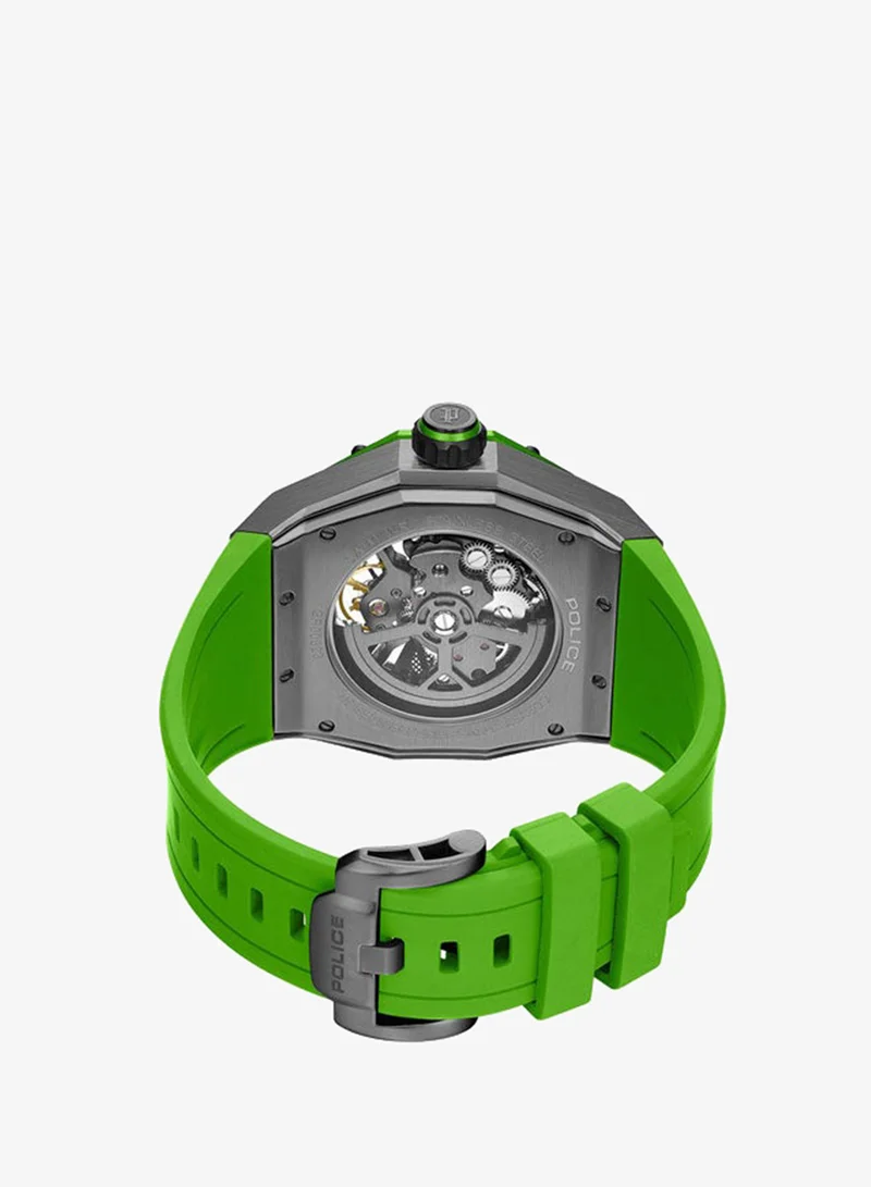 Police green Men's Dayton Black Dial Green Silicone Strap Automatic Watch for Men 45mm for Men | Best Price UAE