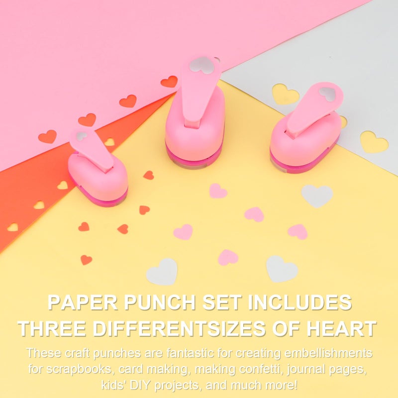 Rongon 3PCS Paper Punches for Crafting, Heart Hole Punch for Kids, Scrapbook Punch for Photos, Paper Puncher Tool for Wedding Day Greeting Card DIY Scrapbooking Albums Arts - Image 4