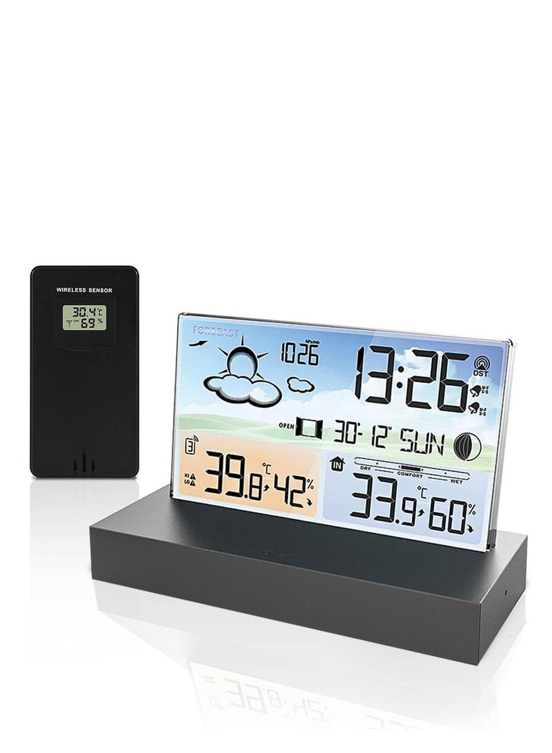 SYOSI Weather Station Outdoor Indoor, WiFi Weather Stations Wireless Stations with Sensor Thermometer Hygrometer with Alarm Clock, Digital Weather Stations with Forecast/Date Time/Moon Phase/Comfort - Image 1