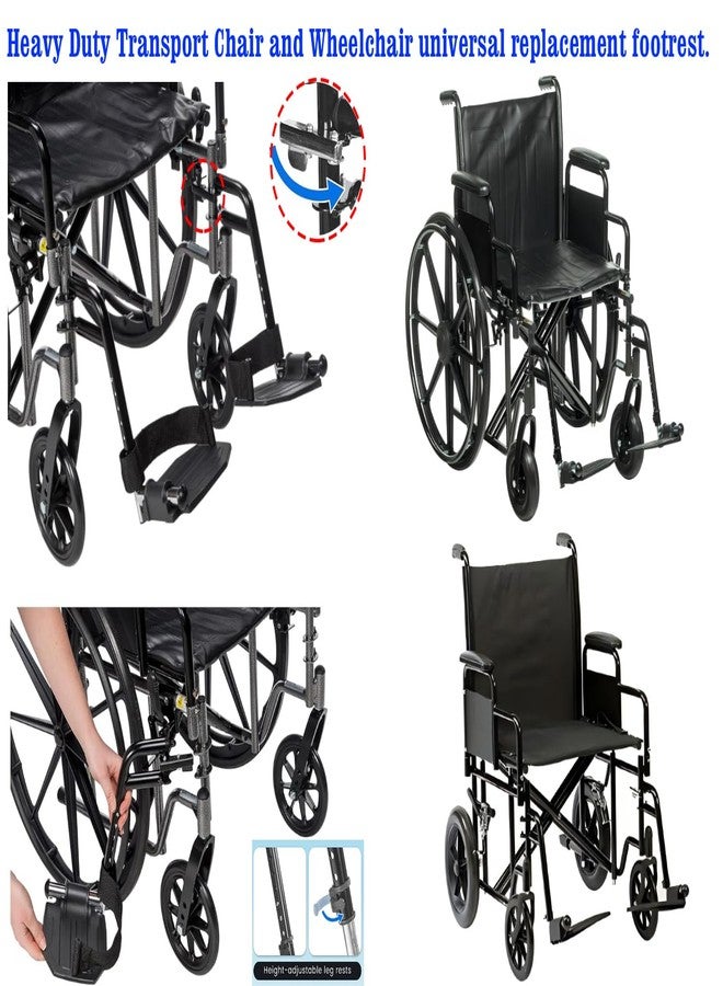 ForconMed Heavy-Duty Wheelchair footrest Replacement,Economy Footrest for Bariatric Wheelchairs and Transport Chair, Aluminum Footplates and Heel Loops,Universal Swing Away Footrests, stdsf-tf(1 Pr, Black) - Image 5