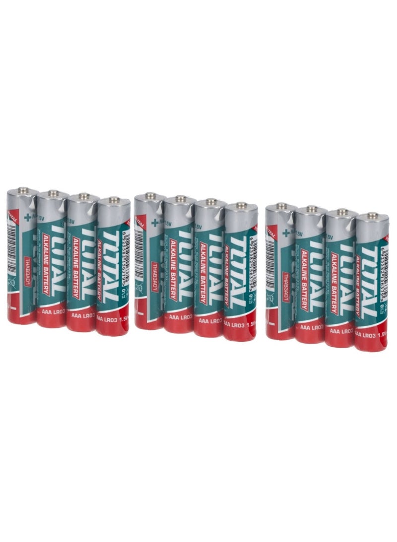 TOTAL AAA Alkaline Batteries – 3×4PCS Value Pack (12 Batteries Total) | 1300mAh Capacity | 5-Year Shelf Life | Aluminum Jacket - Image 2