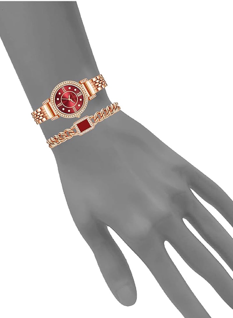 ANNE KLEIN طقم ساعة وسوار بريميوم مرصع بالكريستال للسيدات من آن كلاين AK2928BRST  - Image 4