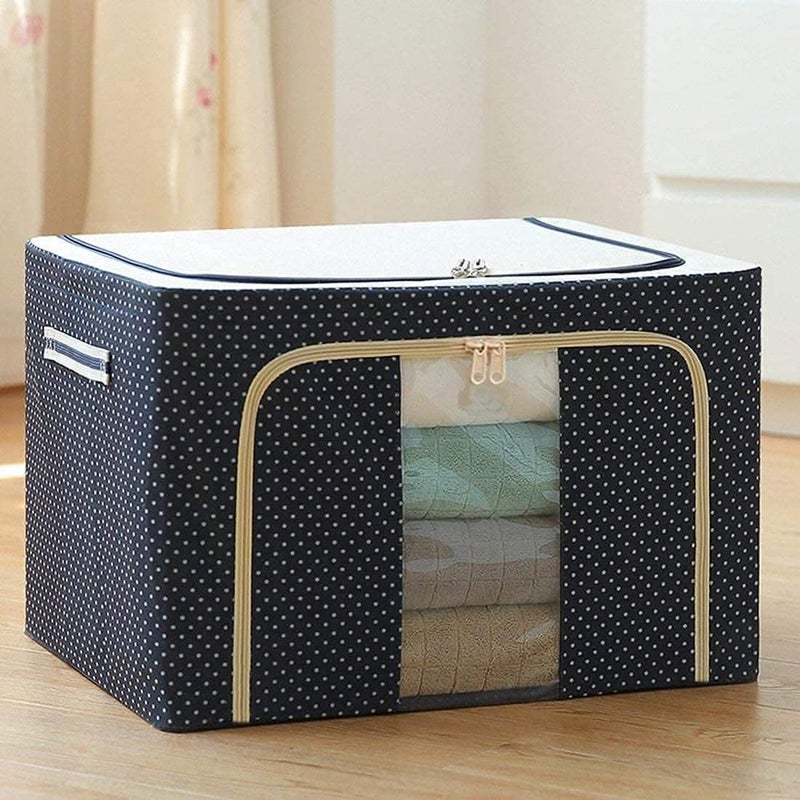 BIYALI BIYALI Foldable Clothes Storage Bags with Zipper Large Transparent Box Saree Blankets Toys Towels Clothes Organizer for Wardrobe Under Bed Pack of 1 Multicolor and MultiDesign 66LTR - Image 1