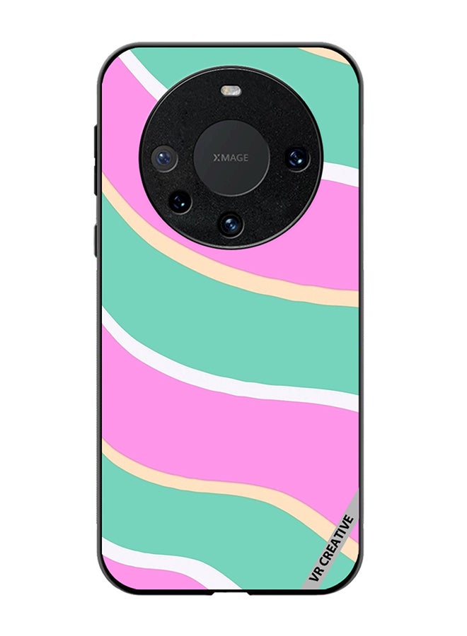VR CREATIVE Protective Case Cover For Huawei Mate 60 Diagonal Groovy Liquid Swirl Stripe Pattern In Green, Purple, And Pink Color Design Multicolour - Image 1