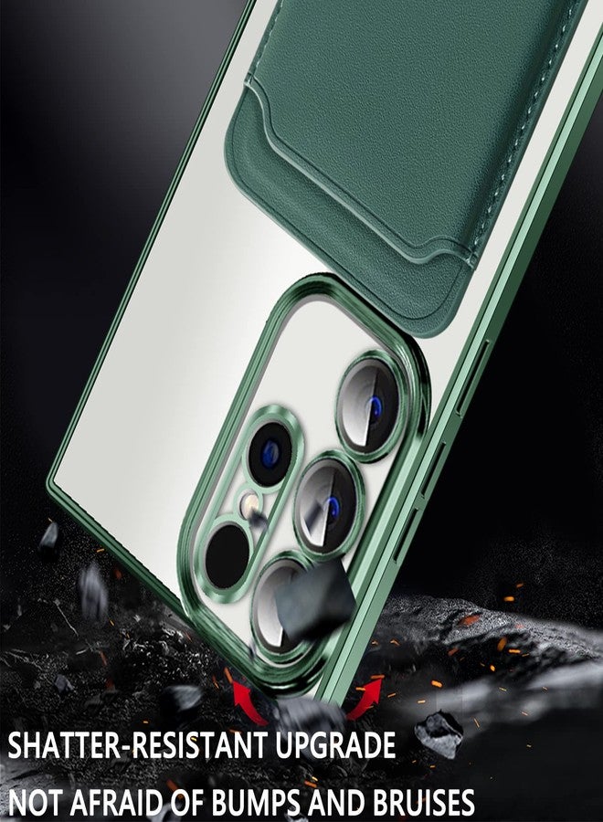 أوميو جراب Omio المغناطيسي الشفاف لهاتف Galaxy S23 Ultra، متوافق مع الشحن MagSafe، مزود بمحفظة مغناطيسية قابلة للفصل وحامل بطاقات، جراب نحيف من مادة TPU الناعمة لحماية عدسة الكاميرا بالكامل، مناسب للرجال والنساء، لون أخضر - Image 4