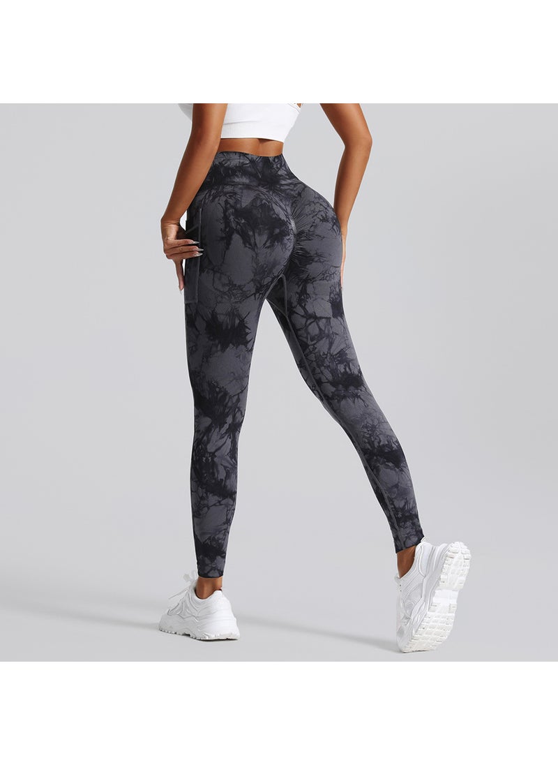 Generic - Seamless Tie-Dye High-Waist Yoga Leggings SILVER WHITE - Image 1