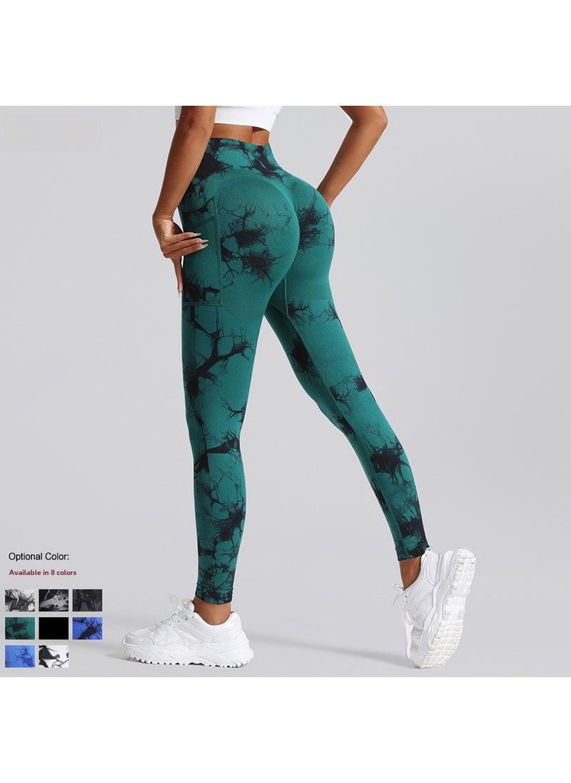 Generic - Seamless Tie-Dye High-Waist Yoga Leggings SILVER WHITE - Image 1