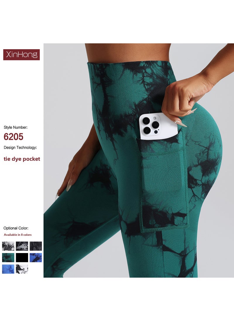 Generic - Seamless Tie-Dye High-Waist Yoga Leggings SILVER WHITE - Image 1