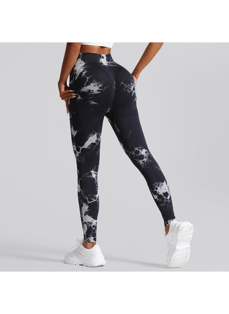 Generic - Seamless Tie-Dye High-Waist Yoga Leggings SILVER WHITE - Image 1