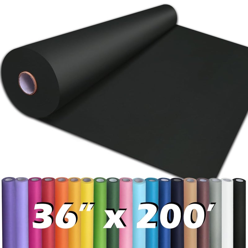 PerkHomy 36 x 2400 200 Black Kraft Paper Roll for Craft Bulletin Board Paper Art Table Covering Crafting Gift Wrapping Bouquet Packing Parcel 80GSM 55LB Black 36 x 200
