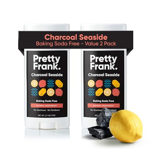 Pretty Frank Natural Aluminum-Free Deodorant Stick with Charcoal, Baking Soda-Free, Charcoal Seaside (2-Pack) | Sensitive Skin Friendly, Effective Odor Control for Women & Men, Organic Ingredients - Image 1