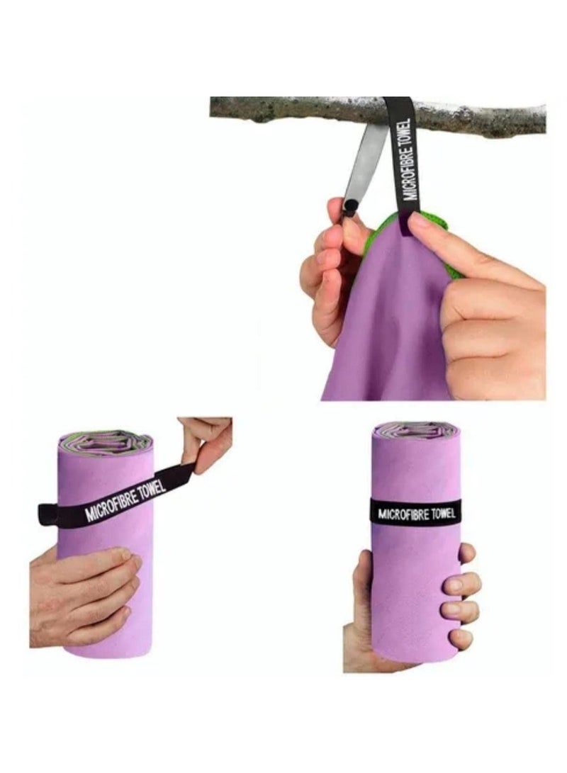 سباير هيوز مناشف السفر والرياضة من SPIREHUES من الألياف الدقيقة سريعة الجفاف، منشفة شاطئ مضغوطة وخفيفة الوزن، مناشف التخييم الكبيرة، عبوة من قطعتين (40 * 80 سم + 76 * 152 سم) - Image 3