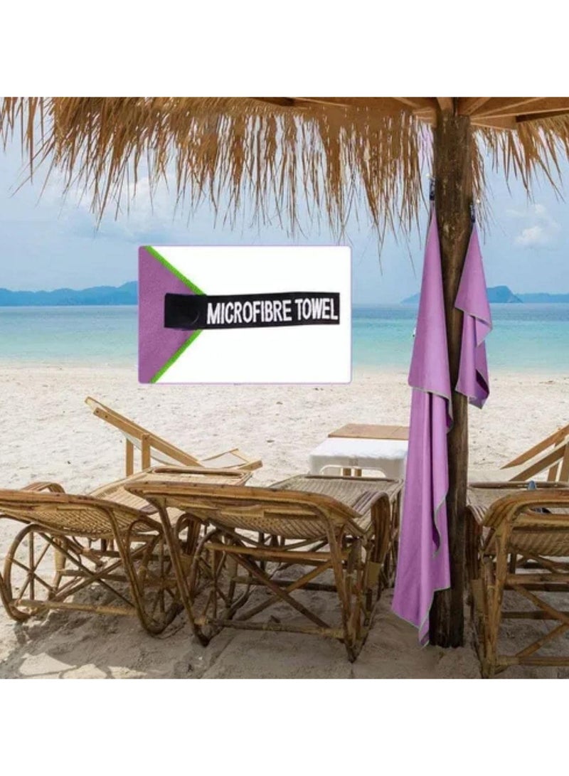 سباير هيوز مناشف السفر والرياضة من SPIREHUES من الألياف الدقيقة سريعة الجفاف، منشفة شاطئ مضغوطة وخفيفة الوزن، مناشف التخييم الكبيرة، عبوة من قطعتين (40 * 80 سم + 76 * 152 سم) - Image 2