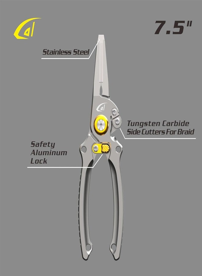 danco 2 Pack Aluminum 7.5” Precision Fishing Pliers with Stainless Steel Jaws, Cuts Braid with Ultra-Sharp Tungsten Carbide Side Cutter, Lockable, with Sheath, perfect for Fresh & Saltwater - Image 5