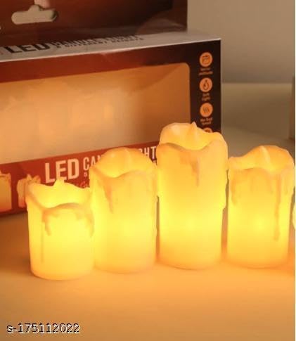 Atipriya 4 Electric Smokeless LED Tealight Candles Modern Flameless Lights for Diwali Home Decor Safe for Kids Pets Romantic Lighting